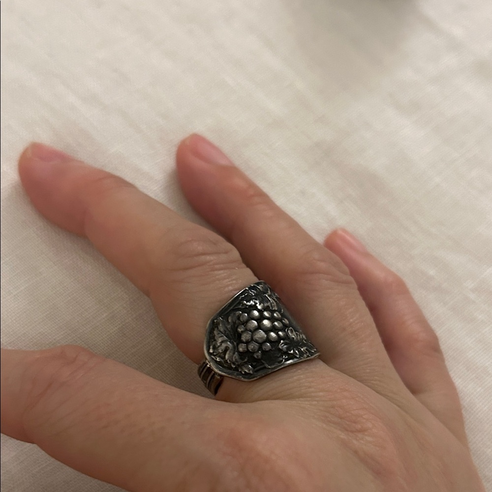 -Vintage Grape Spoon Statement Ring - image 1